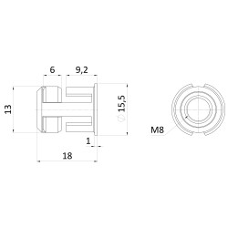 Nástrčná matica M8, hrúbka plechu: 1-6mm, pre otvor 13,2mm Nástrčná matica M8, hrúbka plechu: 1-6mm, pre otvor 13,2mm